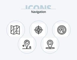 paquete de iconos de línea de navegación 5 diseño de iconos. cerrar con llave. geografía. servicio. mirar. alfiler vector