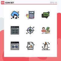 Pictogram Set of 9 Simple Filledline Flat Colors of picture web graph page shop Editable Vector Design Elements
