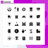 Modern Set of 25 Solid Glyphs Pictograph of wifi receiver flower flip device Editable Vector Design Elements