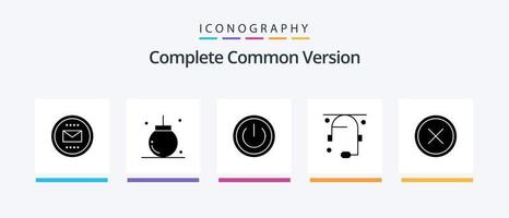 Paquete completo de iconos de versión común de glifo 5 que incluye ayuda. comunicación. decoración. ui en. diseño de iconos creativos vector