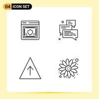 Set of 4 Commercial Filledline Flat Colors pack for network arrow security chat growth Editable Vector Design Elements