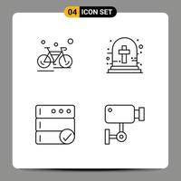 Modern Set of 4 Filledline Flat Colors and symbols such as bicycle backup sport halloween cross server Editable Vector Design Elements