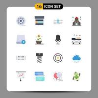 Pictogram Set of 16 Simple Flat Colors of computers christmas website building safety Editable Pack of Creative Vector Design Elements