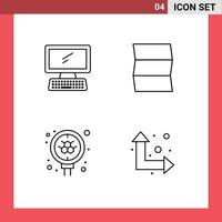 4 Creative Icons Modern Signs and Symbols of computer molecule keyboard map search Editable Vector Design Elements