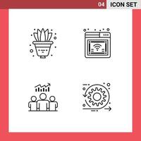 Set of 4 Modern UI Icons Symbols Signs for flower user decorate web chart Editable Vector Design Elements