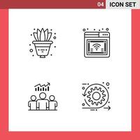 conjunto de 4 iconos modernos de la interfaz de usuario signos de símbolos para el usuario de flores decorar gráficos web elementos de diseño vectorial editables vector