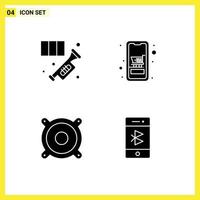 Group of 4 Solid Glyphs Signs and Symbols for brass online music device music Editable Vector Design Elements