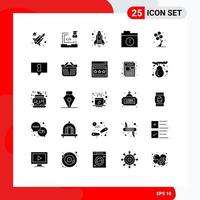 Pack of 25 Modern Solid Glyphs Signs and Symbols for Web Print Media such as nature floral flame flora files Editable Vector Design Elements
