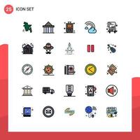 25 Universal Filled line Flat Color Signs Symbols of documents rain bag line filled Editable Vector Design Elements