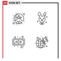 Universal Icon Symbols Group of 4 Modern Filledline Flat Colors of indian flip turban easter broadcast Editable Vector Design Elements