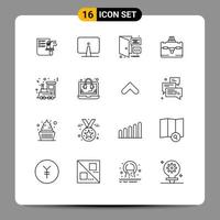 Modern Set of 16 Outlines Pictograph of festival travel monitor tourist page Editable Vector Design Elements