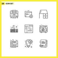 9 Creative Icons Modern Signs and Symbols of design keyboard bureau hardware office material Editable Vector Design Elements