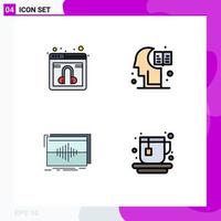 Pack of 4 Modern Filledline Flat Colors Signs and Symbols for Web Print Media such as chat frequency service hemisphere sequence Editable Vector Design Elements