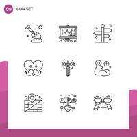 9 Thematic Vector Outlines and Editable Symbols of setting fathers day navigation father trip Editable Vector Design Elements