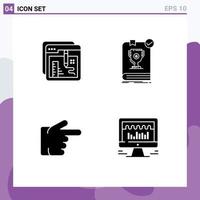 Set of 4 Modern UI Icons Symbols Signs for browser rules education dominion forefinger Editable Vector Design Elements