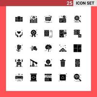 Solid Glyph Pack of 25 Universal Symbols of scan card alert card protection not Editable Vector Design Elements