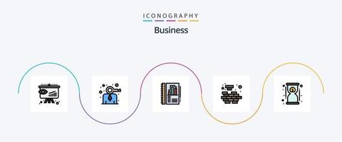 Business Line Filled Flat 5 Icon Pack Including hourglass. solving. annual. problem. logic vector