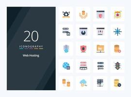 20 Web Hosting Flat Color icon for presentation vector