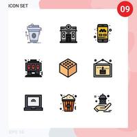 9 interfaz de usuario paquete de color plano de línea de relleno de signos y símbolos modernos del controlador de consola mirar fijamente transporte de juegos elementos de diseño vectorial editables vector