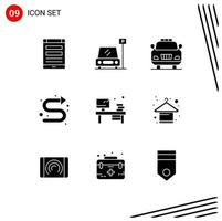 9 Thematic Vector Solid Glyphs and Editable Symbols of office left area indicator arrows Editable Vector Design Elements