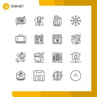 Outline Pack of 16 Universal Symbols of collaboration business organizer route map Editable Vector Design Elements