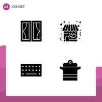 4 Creative Icons Modern Signs and Symbols of buildings hardware home shop type Editable Vector Design Elements