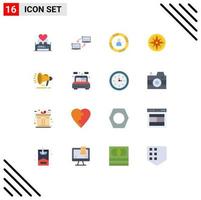 Group of 16 Modern Flat Colors Set for location person link management data Editable Pack of Creative Vector Design Elements