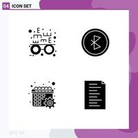 4 Creative Icons Modern Signs and Symbols of eye test gear bluetooth network settings Editable Vector Design Elements