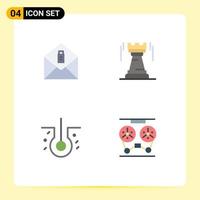 4 Universal Flat Icon Signs Symbols of mail hair biology castle bastion audio Editable Vector Design Elements