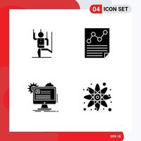 Set of 4 Modern UI Icons Symbols Signs for command report manipulate document profile Editable Vector Design Elements