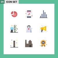 9 Universal Flat Color Signs Symbols of hobbies man analytics tick job Editable Vector Design Elements