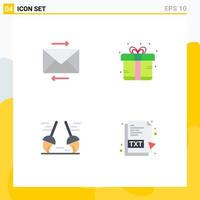 Editable Vector Line Pack of 4 Simple Flat Icons of message cleaning box present txt Editable Vector Design Elements