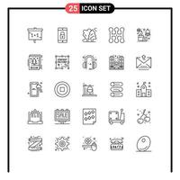 25 iconos creativos signos y símbolos modernos de alerta manual aplicación móvil coche pinos elementos de diseño vectorial editables vector