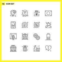 16 User Interface Outline Pack of modern Signs and Symbols of photo focus halloween professional boy Editable Vector Design Elements