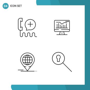 Modern Set of 4 Filledline Flat Colors Pictograph of add business interface static global Editable Vector Design Elements