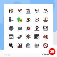 conjunto de 25 iconos de ui modernos símbolos signos para ropa médica de secado de corazón elementos de diseño vectorial editables vector