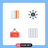 4 Universal Flat Icons Set for Web and Mobile Applications stationary planning notepad connection board Editable Vector Design Elements