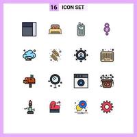 Universal Icon Symbols Group of 16 Modern Flat Color Filled Lines of feather image receiver gallery female Editable Creative Vector Design Elements