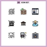 Universal Icon Symbols Group of 9 Modern Filledline Flat Colors of bank open briefcase locker learn Editable Vector Design Elements