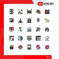 Set of 25 Modern UI Icons Symbols Signs for computer summer child straw hat fashion Editable Vector Design Elements