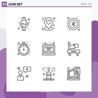 9 Creative Icons Modern Signs and Symbols of flag laptop user gadget fix Editable Vector Design Elements