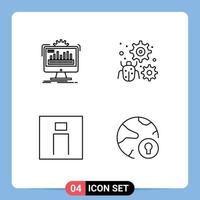 Stock Vector Icon Pack of 4 Line Signs and Symbols for dashboard gear monitoring antivirus man Editable Vector Design Elements