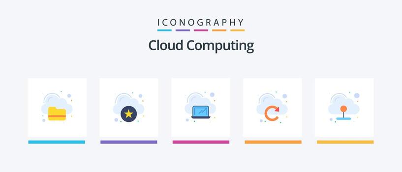 paquete de iconos flat 5 de computación en la nube que incluye conexión. nube. actualizar. nube. diseño de iconos creativos vector