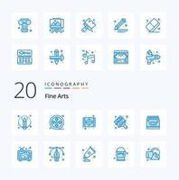 20 bellas artes paquete de iconos de color azul como arte tablero de arte columna de caballete de arte vector