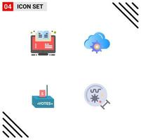 Pack of 4 Modern Flat Icons Signs and Symbols for Web Print Media such as learning computing webinar cloud corruption Editable Vector Design Elements