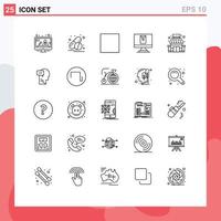 25 Line concept for Websites Mobile and Apps inner mind email supermarket shop Editable Vector Design Elements