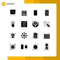 User Interface Pack of 16 Basic Solid Glyphs of interface gestures sets fingers mobile application Editable Vector Design Elements