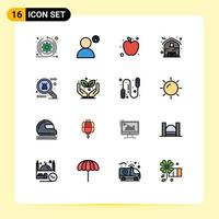 16 iconos creativos signos y símbolos modernos de la casa de perfil de acción de gracias verde granero elementos de diseño de vectores creativos editables