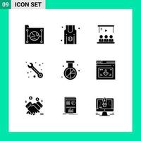 Set of 9 Modern UI Icons Symbols Signs for engine service team customer team Editable Vector Design Elements