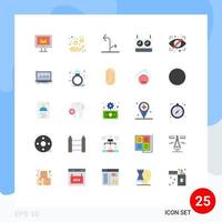 User Interface Pack of 25 Basic Flat Colors of security eye directional block clock Editable Vector Design Elements